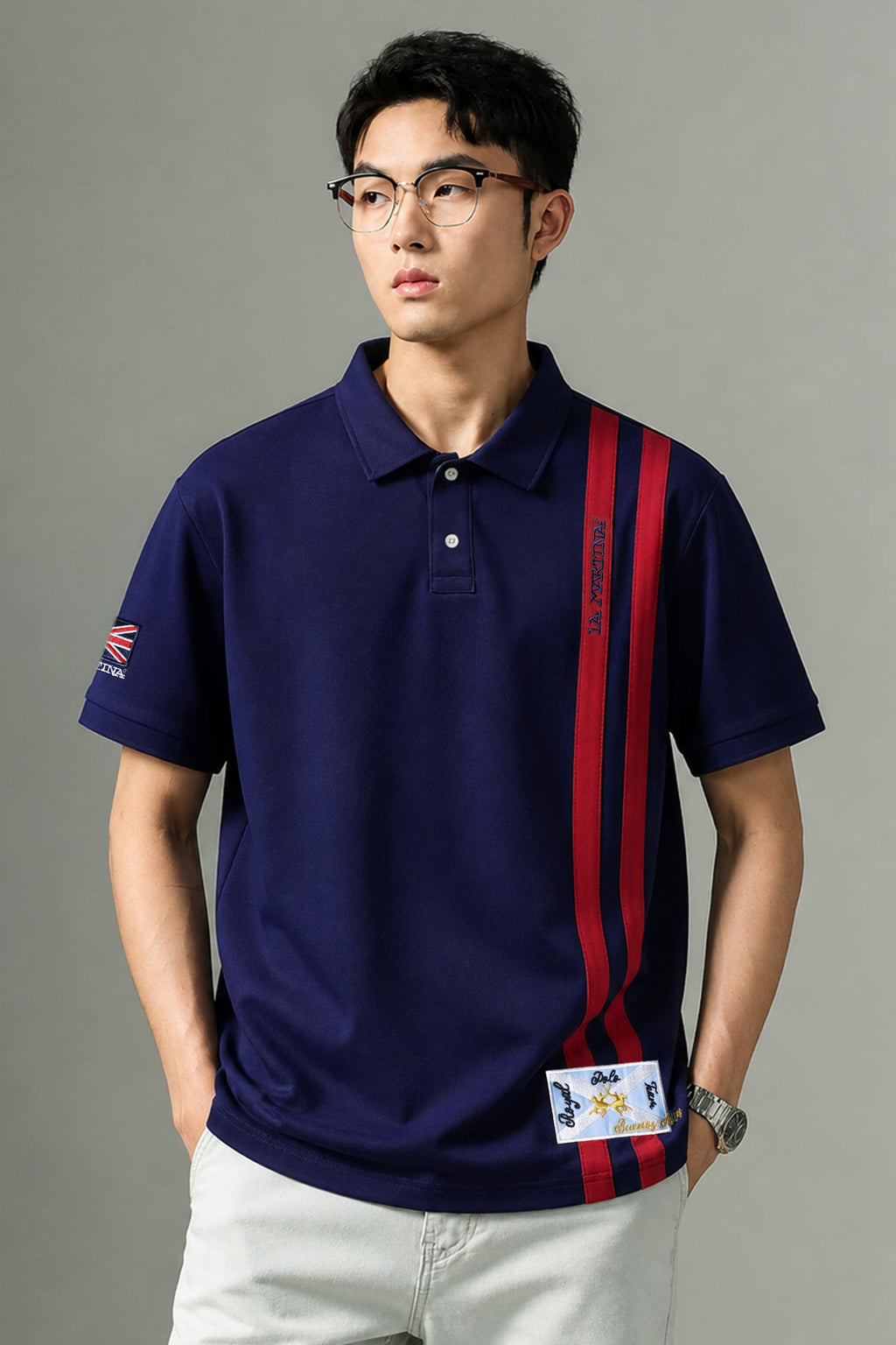 PreviousNext 30% off LA Mrtin Side Striped Style Men's Polo Shirt