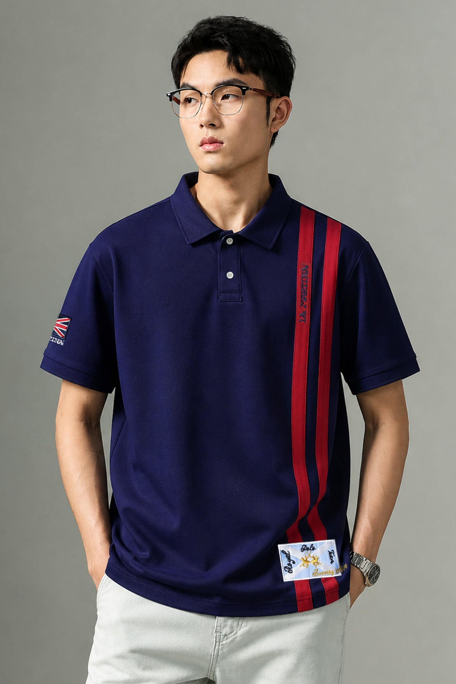 PreviousNext 30% off LA Mrtin Side Striped Style Men's Polo Shirt