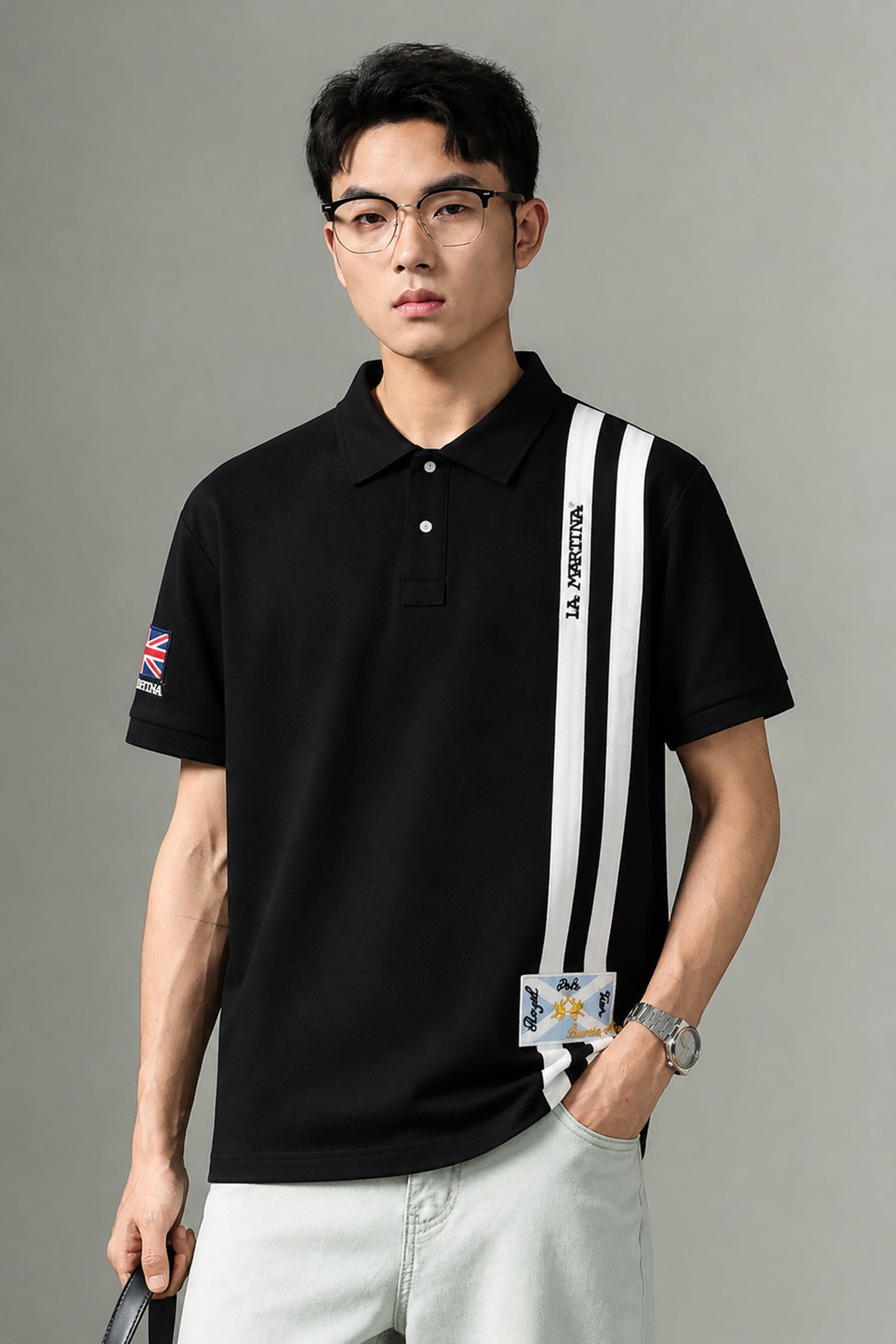 PreviousNext 30% off LA Mrtin Side Striped Style Men's Polo Shirt
