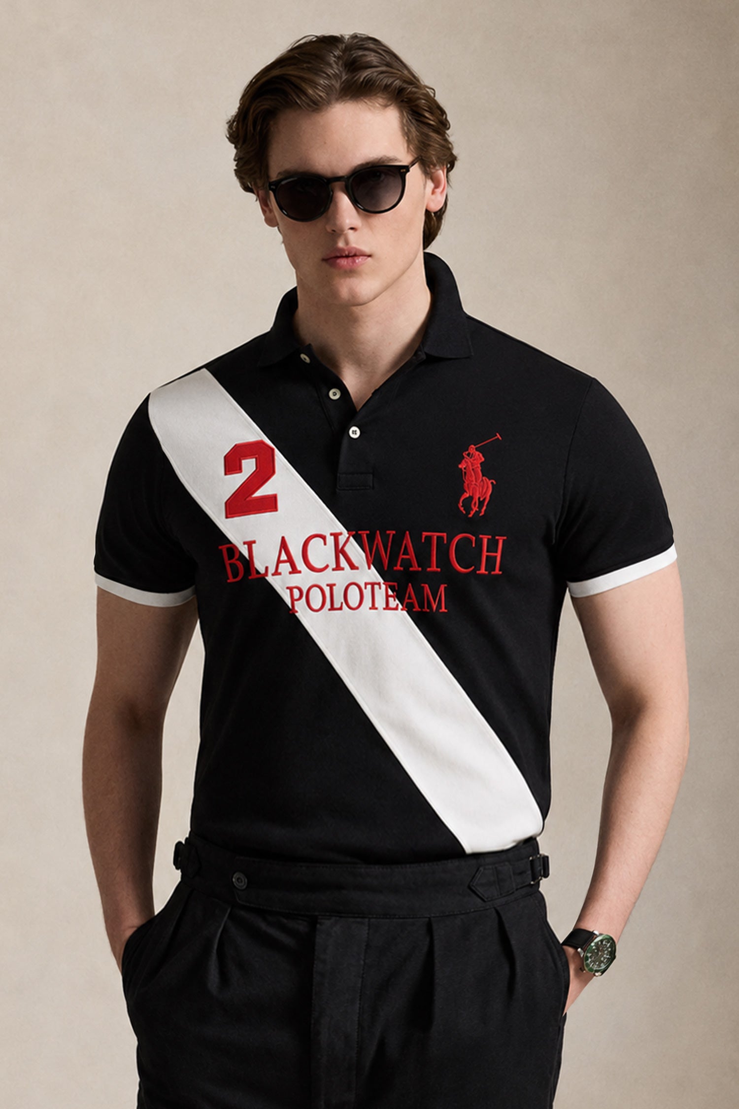 Plo Rph Lren Prominent Diagonal Stripe Men's Polo Shirt