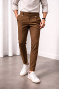 Belt Style Men's Imported Trouser In Dark Brown