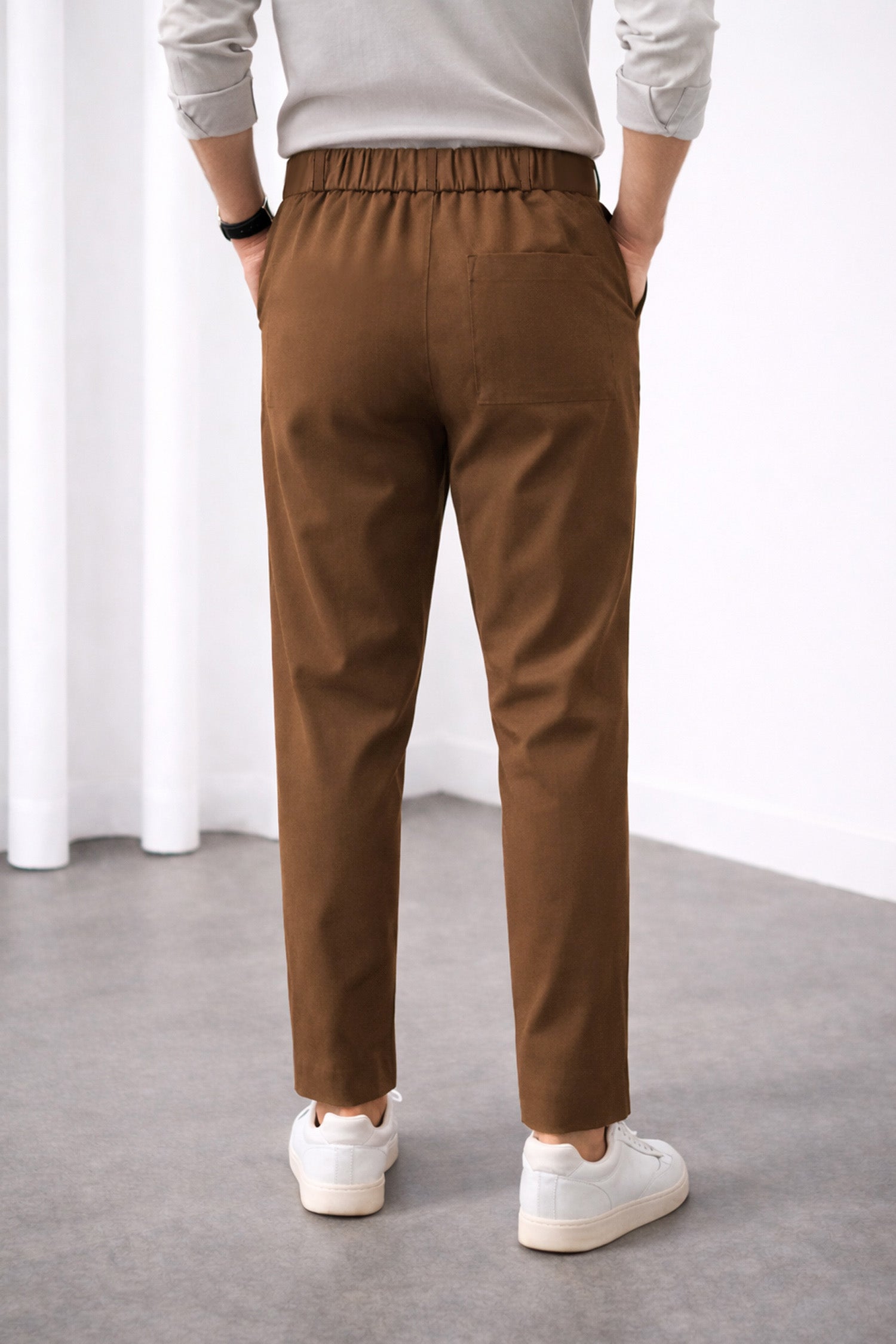 Belt Style Men's Imported Trouser In Dark Brown