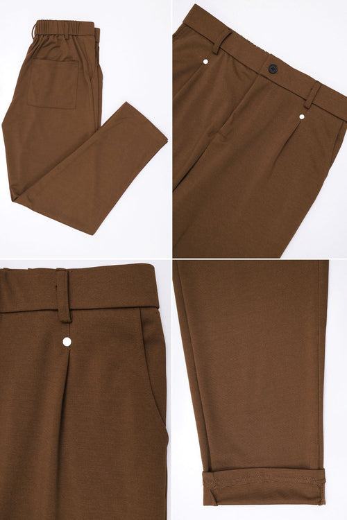 Belt Style Men's Imported Trouser In Dark Brown