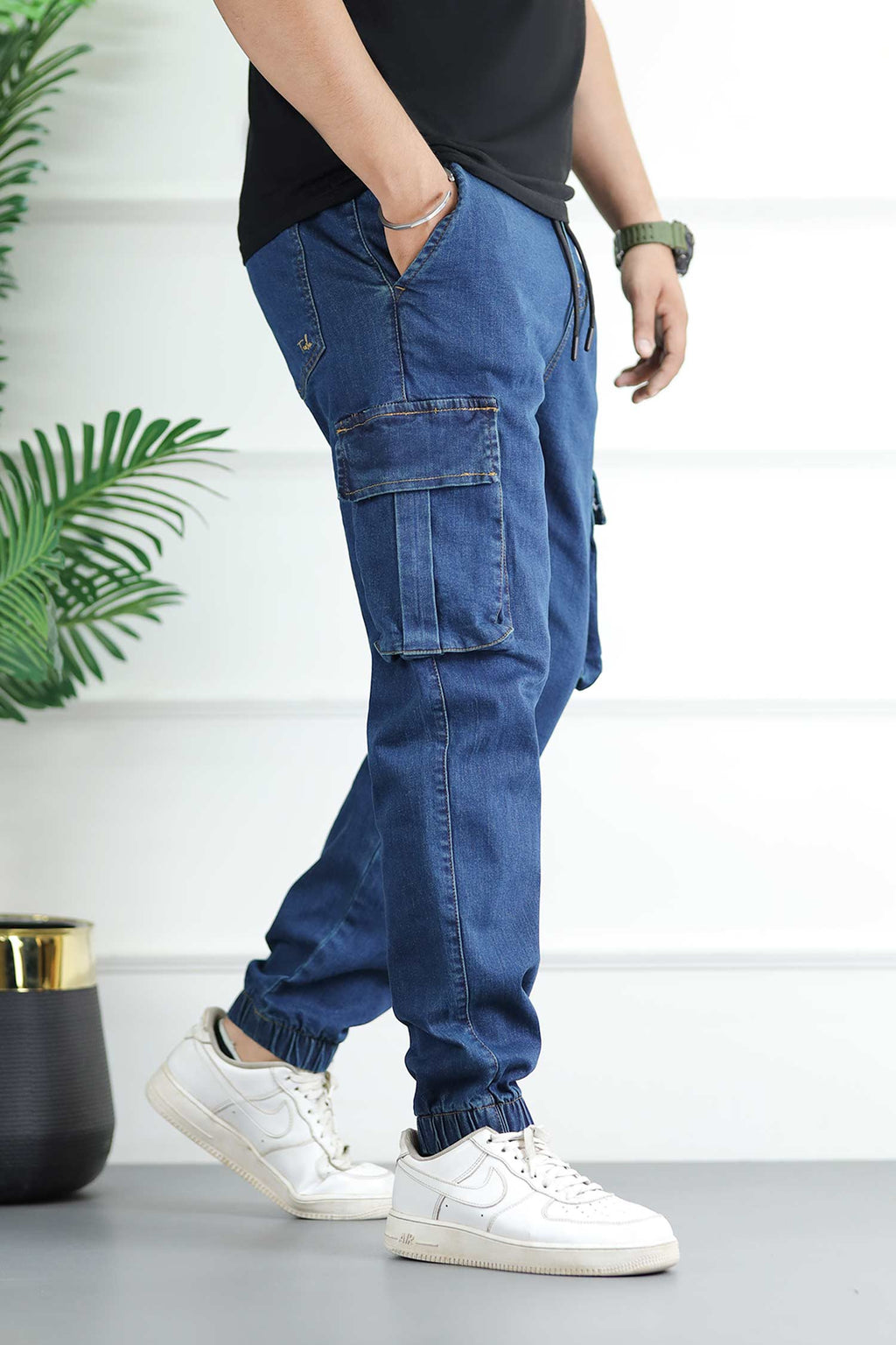 Jogging Pantalon Regular Homme Denim Jeans In Navy Blue