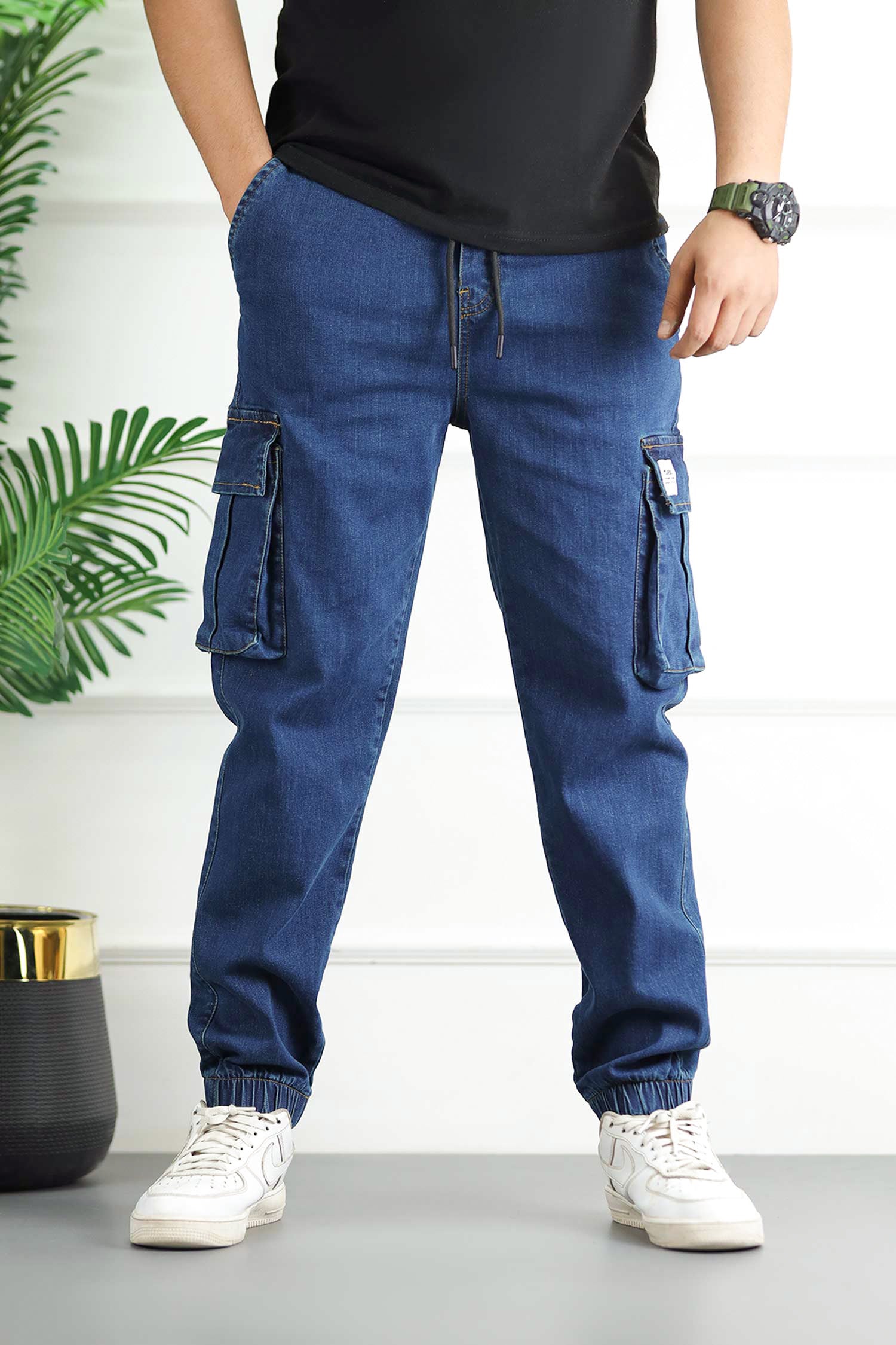 Jogging Pantalon Regular Homme Denim Jeans In Navy Blue