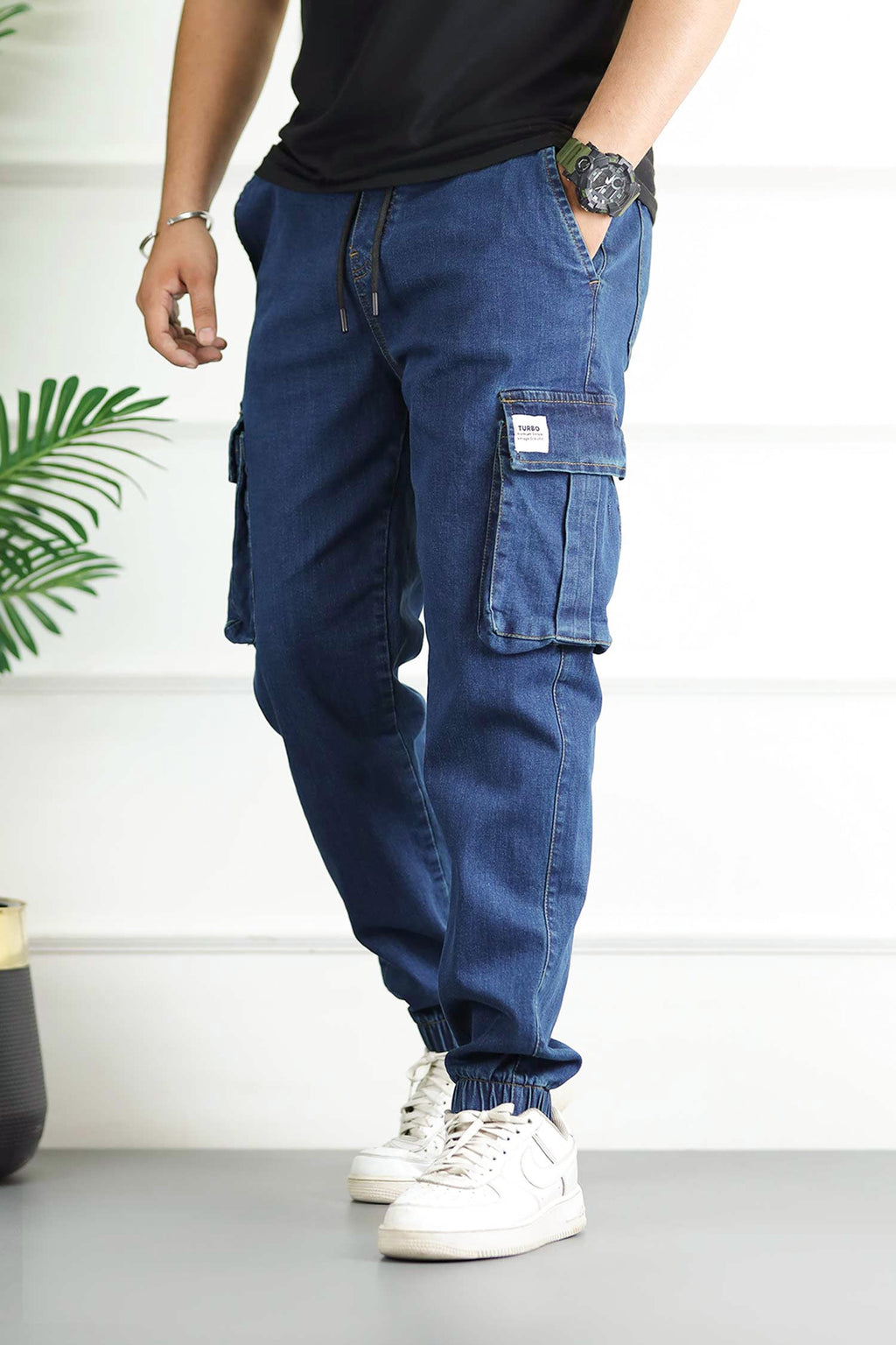 Jogging Pantalon Regular Homme Denim Jeans In Navy Blue