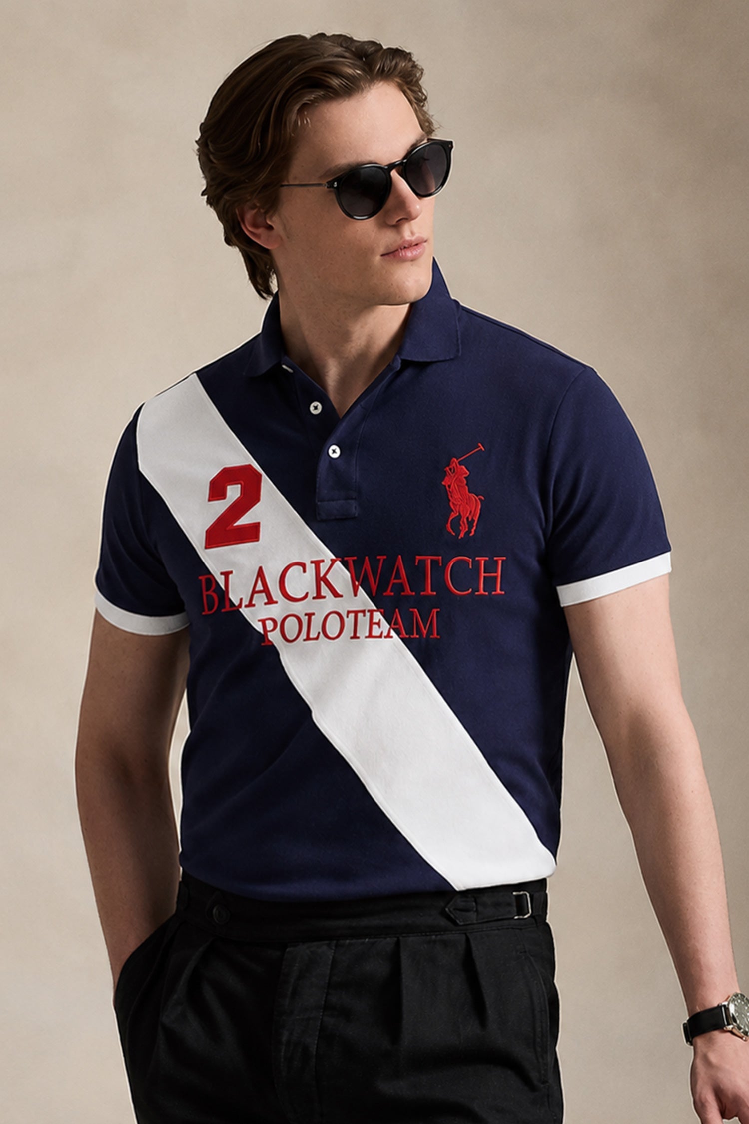 Plo Rph Lren Prominent Diagonal Stripe Men's Polo Shirt