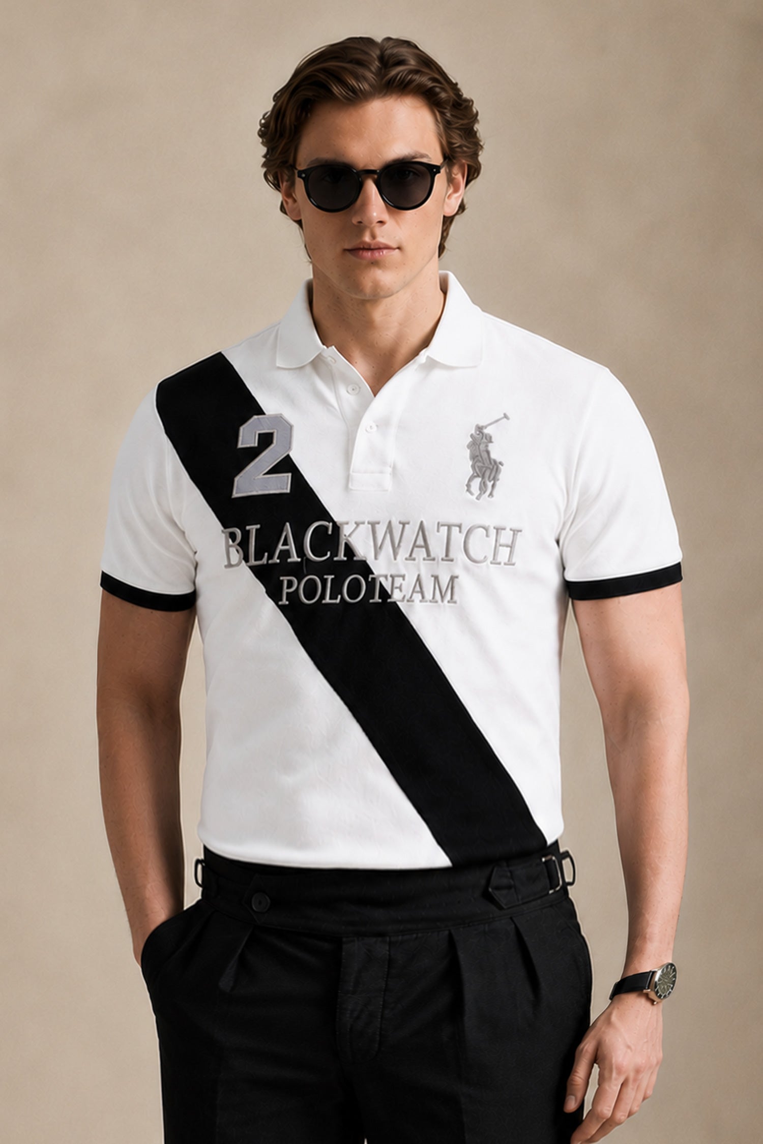 Plo Rph Lren Prominent Diagonal Stripe Men's Polo Shirt