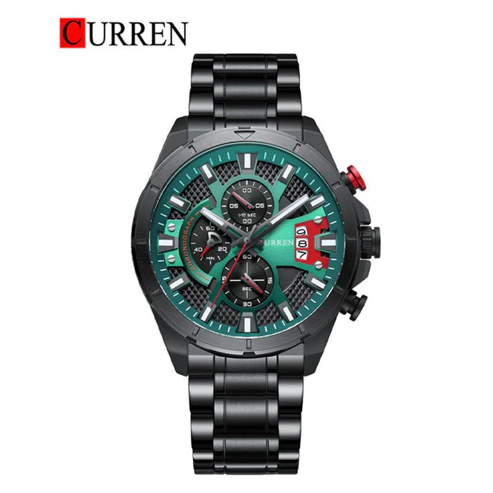 Black Dial Black Stainless Steel Chain Chronograph Men's Watch