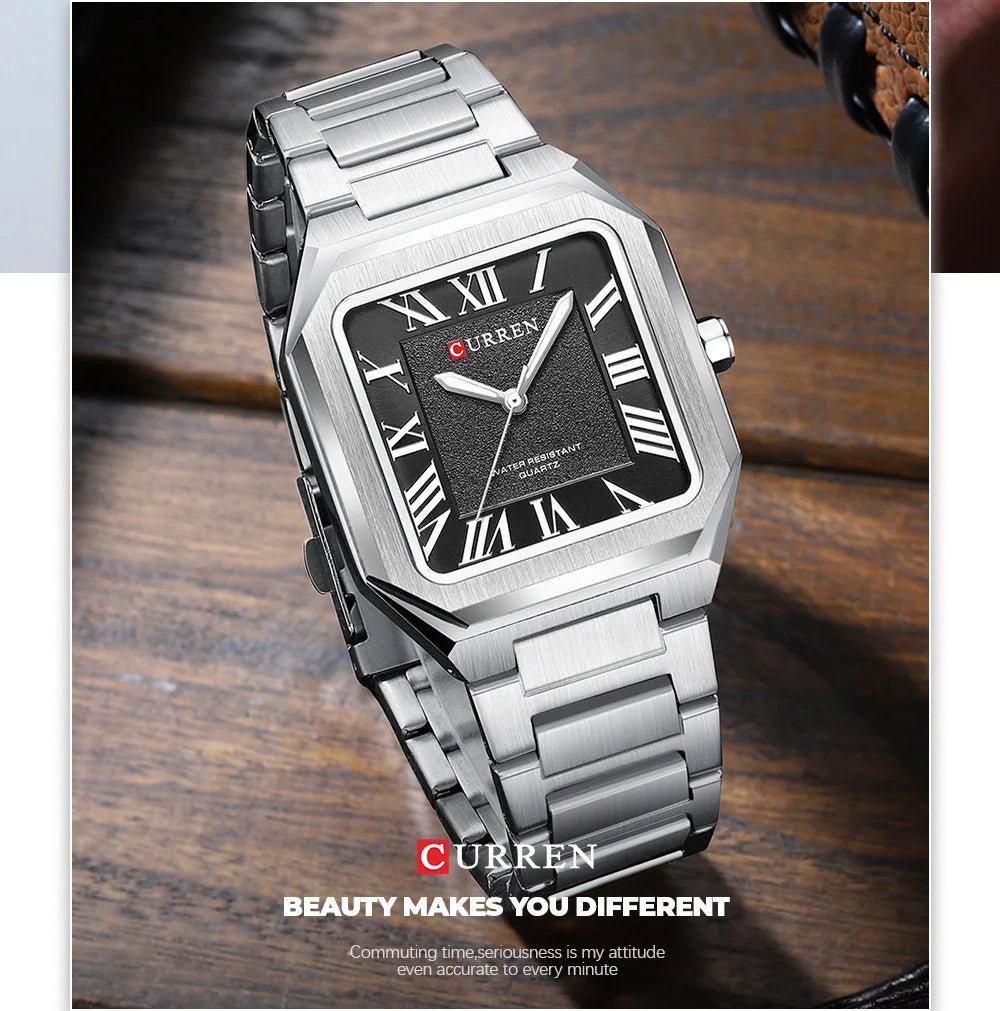 Black Dial Silver Stainless Steel Analog Men's Watch.