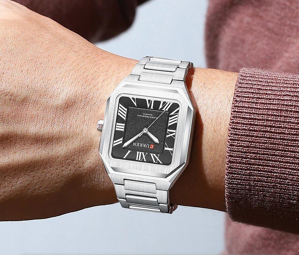 Black Dial Silver Stainless Steel Analog Men's Watch.