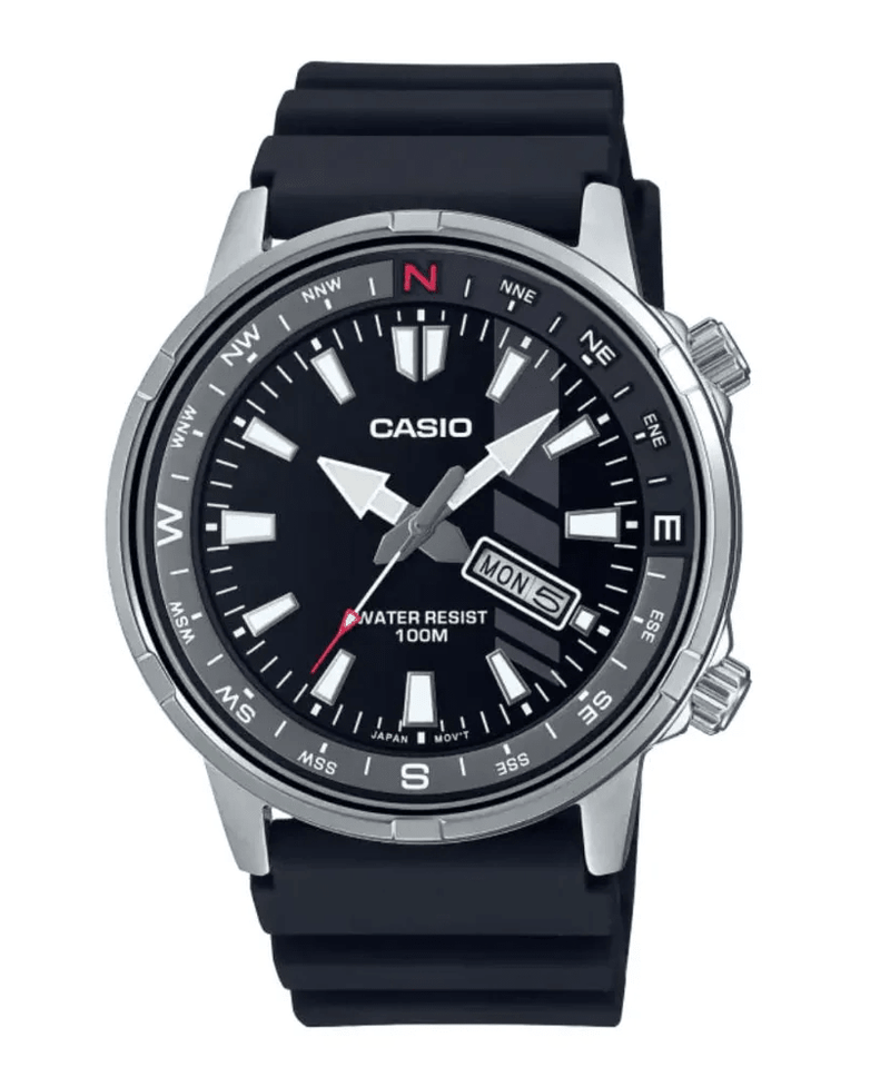 White Dial Stainless Steel Case Silicone Strap Men's Watch