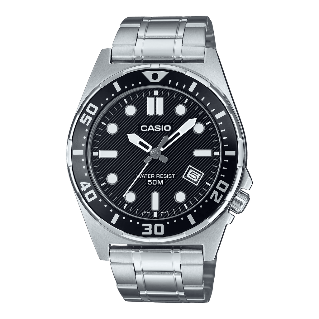 White Dial Stainless Steel Case Silicone Strap Men's Watch