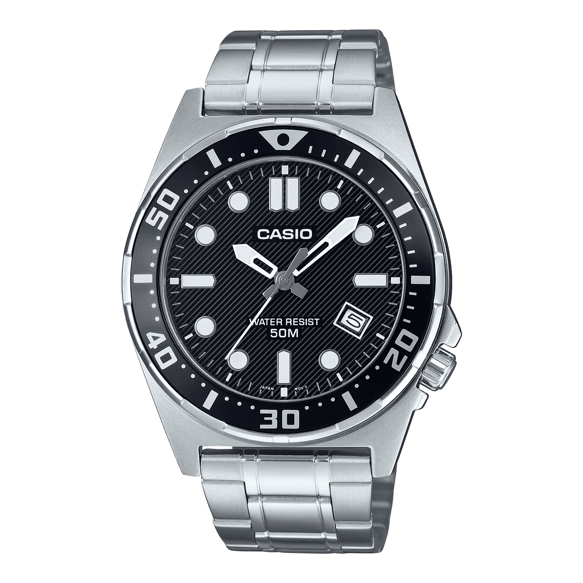 White Dial Stainless Steel Case Silicone Strap Men's Watch