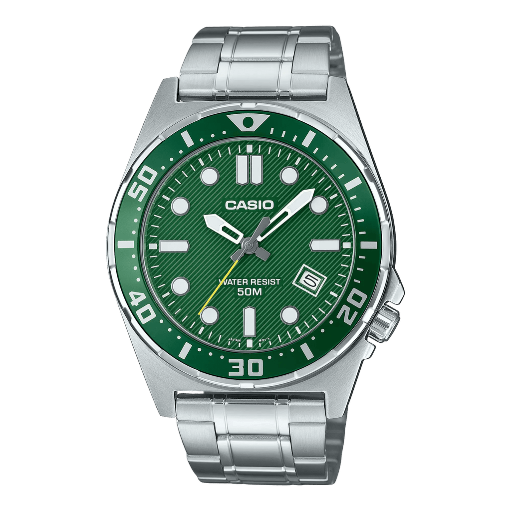 White Dial Stainless Steel Case Silicone Strap Men's Watch