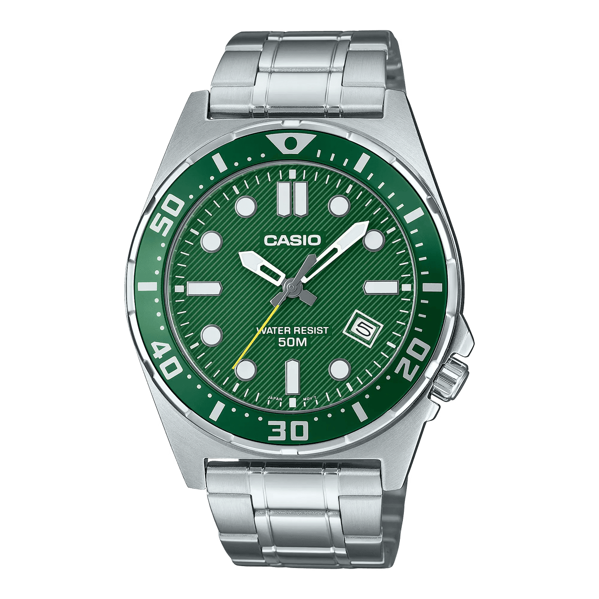 White Dial Stainless Steel Case Silicone Strap Men's Watch